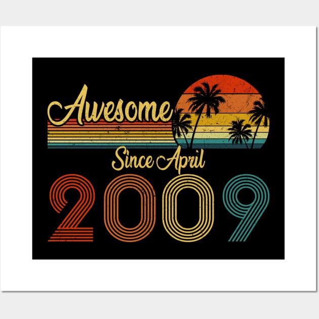 14 Years Old Awesome Since April 2009 14th Birthday Wall Art by everetto